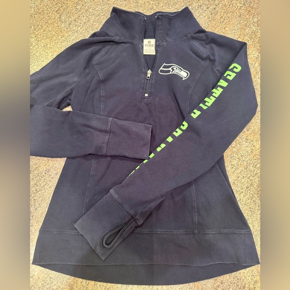PINK Victoria's Secret Sweaters - Victoria’s Secret Pink Seattle Seahawks Half Zip LARGE